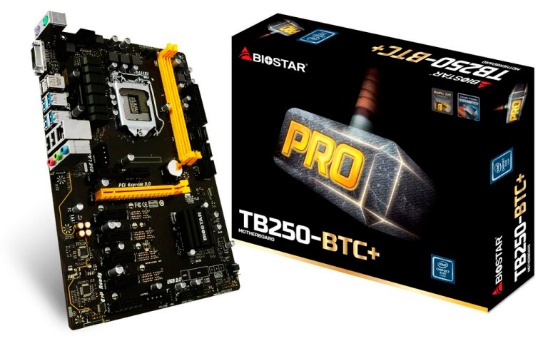 BIOSTAR TB250-BTC+, la nueva Motherboard 8 GPUs para Minería
