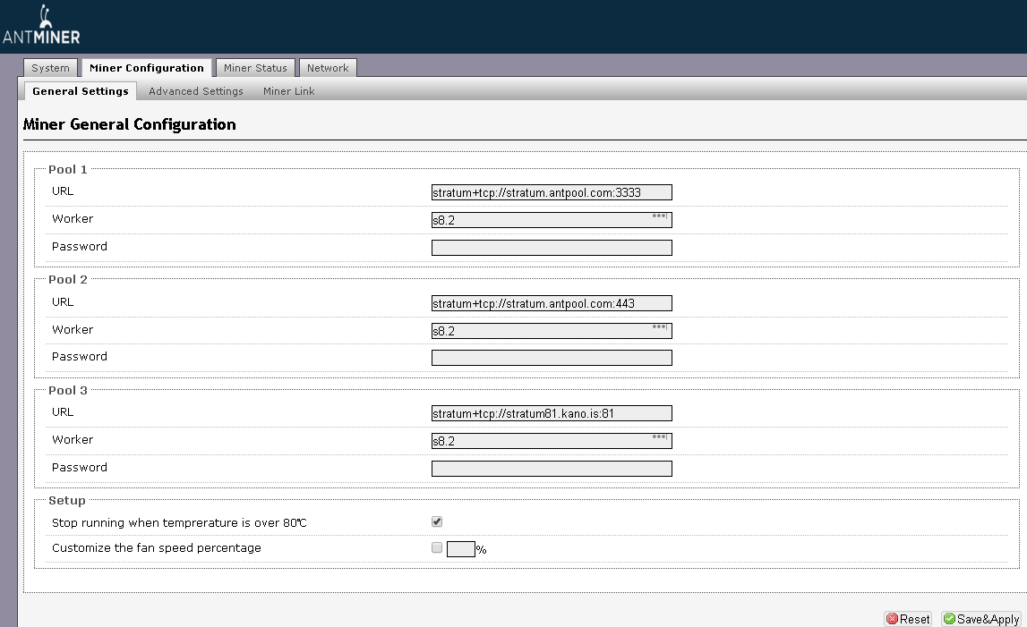miner config