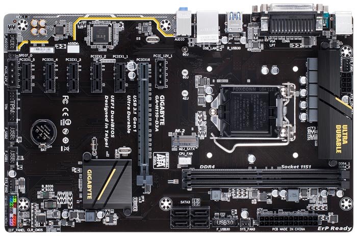 Gigabyte GA-H110-D3A, la mejor placa base para minería Ethereum 35 gb