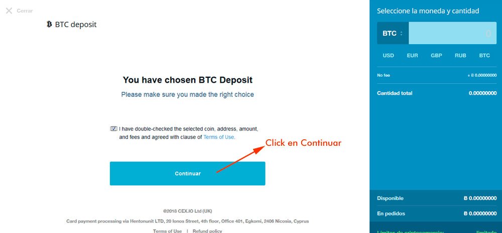 cex.io solicitar BTC 3