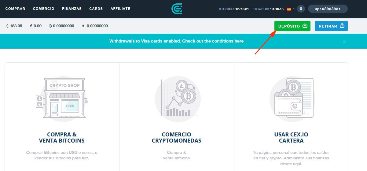 cex.io solicitar BTC