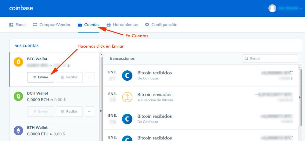 Como enviar Bitcoins desde Coinbase