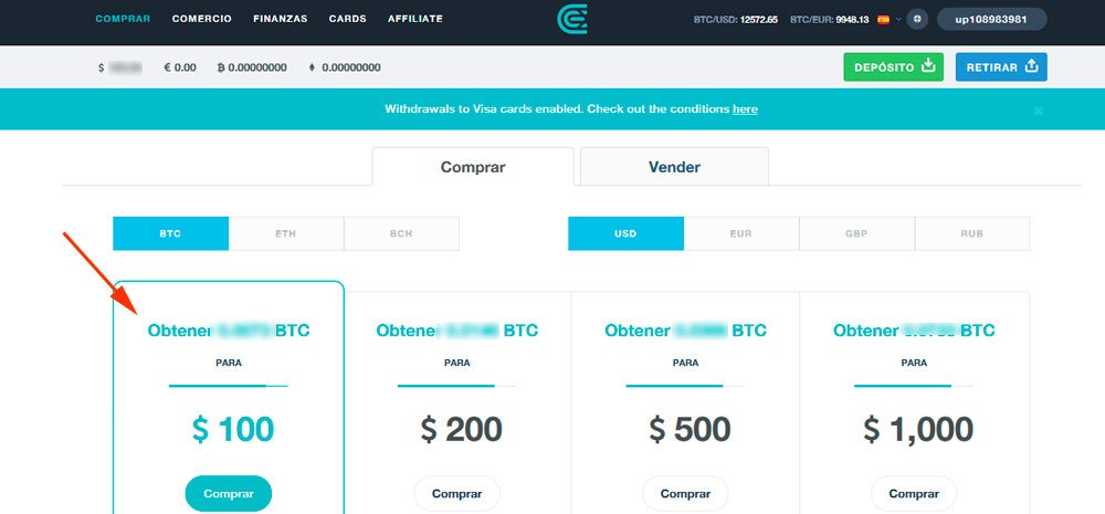 depositar 100 US en cex io