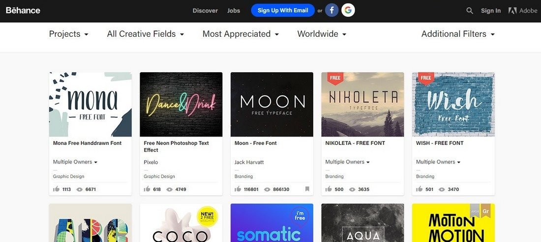 Los 10 mejores sitios para encontrar fuentes gratuitas (2019) 41 behance 1