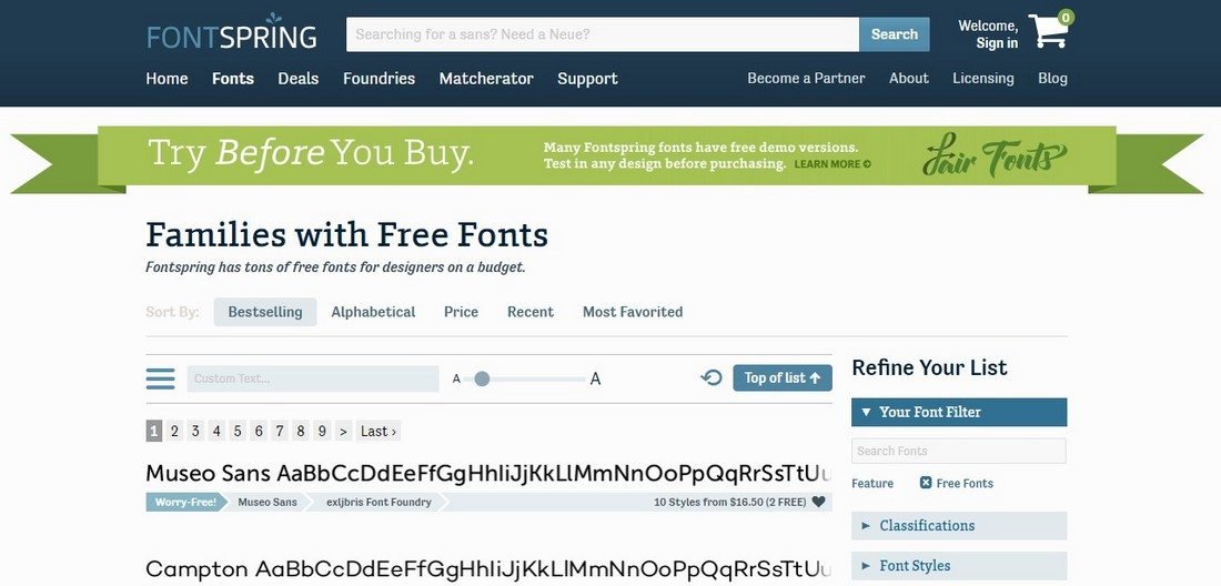 Los 10 mejores sitios para encontrar fuentes gratuitas (2019) 45 fontspring 1
