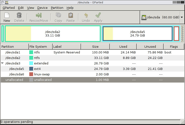 7 programas gratuitos para gestionar particiones en Windows 40 gparted main window