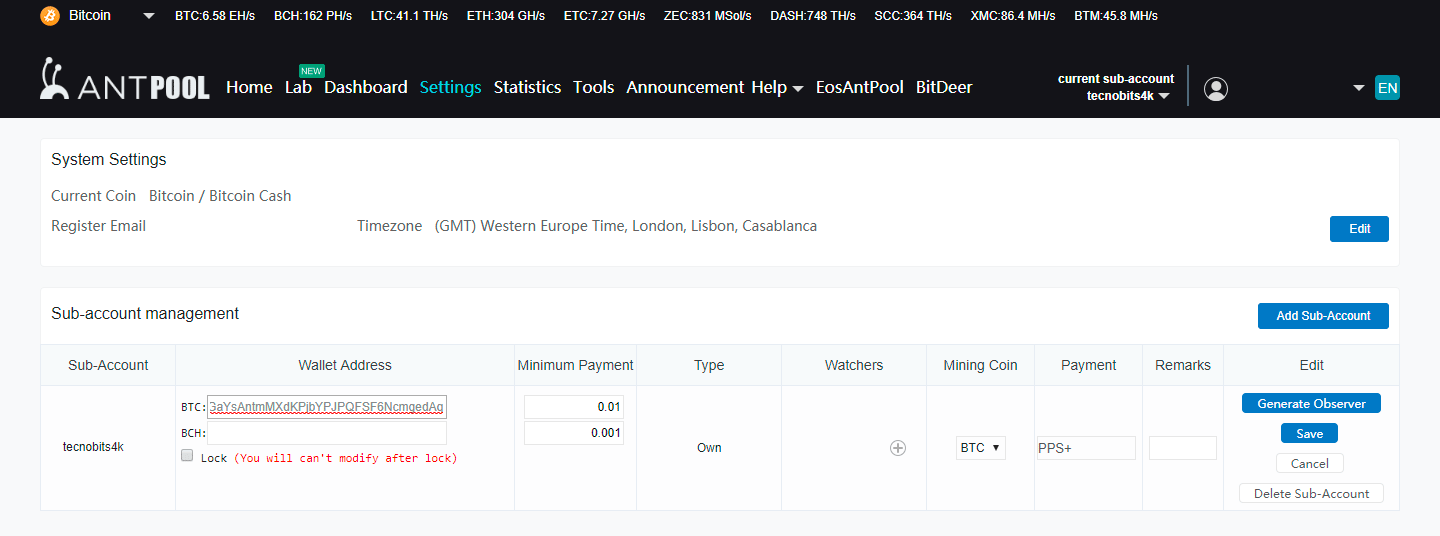 antpool config wallet