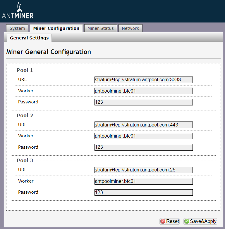 single miner s15 general config
