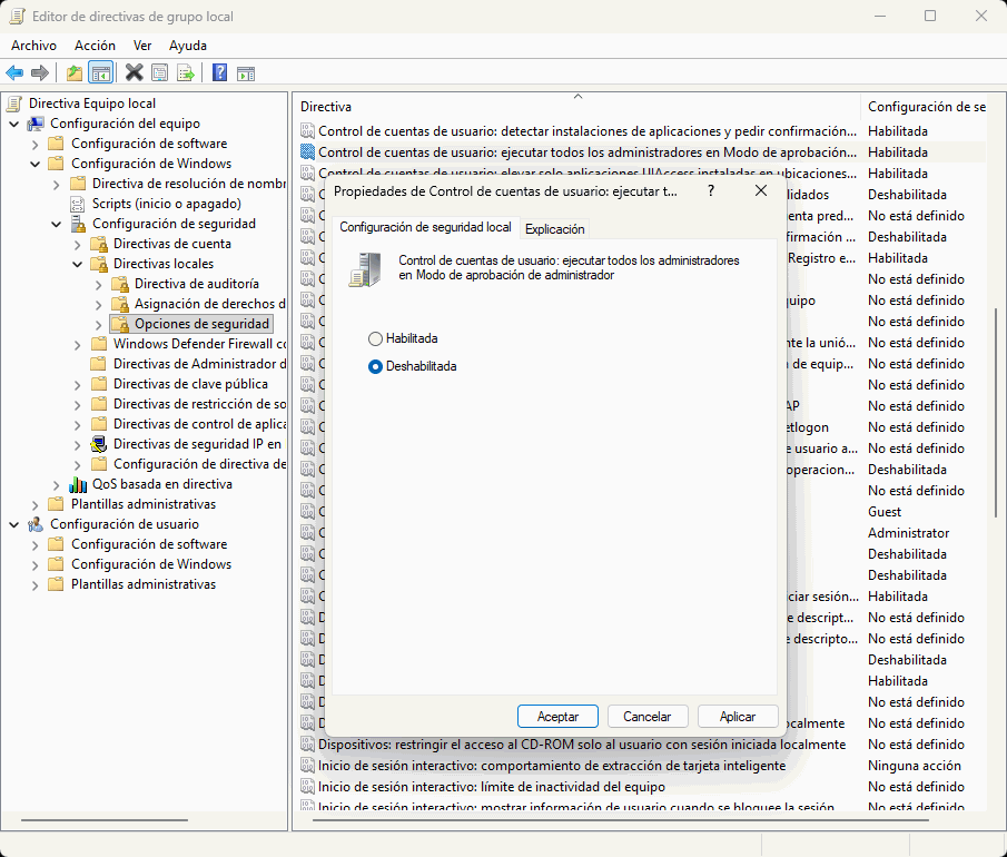 control ctas usuario
