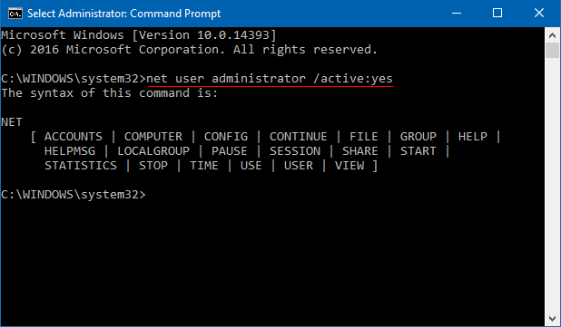 activate admin account