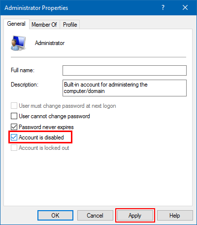enbale or disable