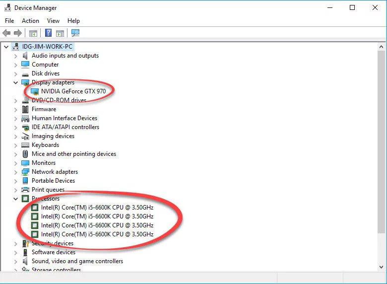 what graphics card and processor does my pc have device manager
