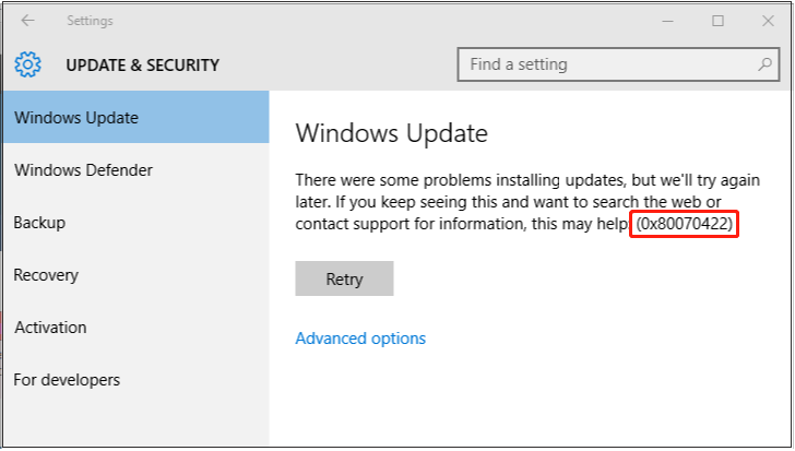 Cómo solucionar el error 0x80070422 de Windows Update 34 windows 10 update error 0x80070422 1