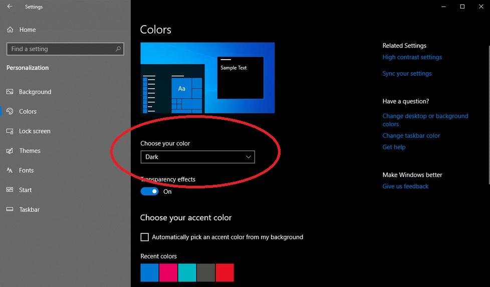 Cómo activar el modo oscuro en Windows 10 34 1 dmw10