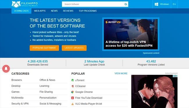 Los mejores sitios web para descargar programas gratis 40 filehippo