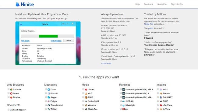 Los mejores sitios web para descargar programas gratis 38 ninite