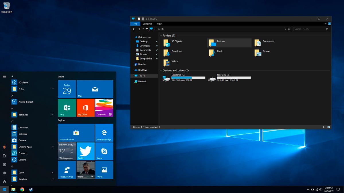 activar el modo oscuro en Windows 10