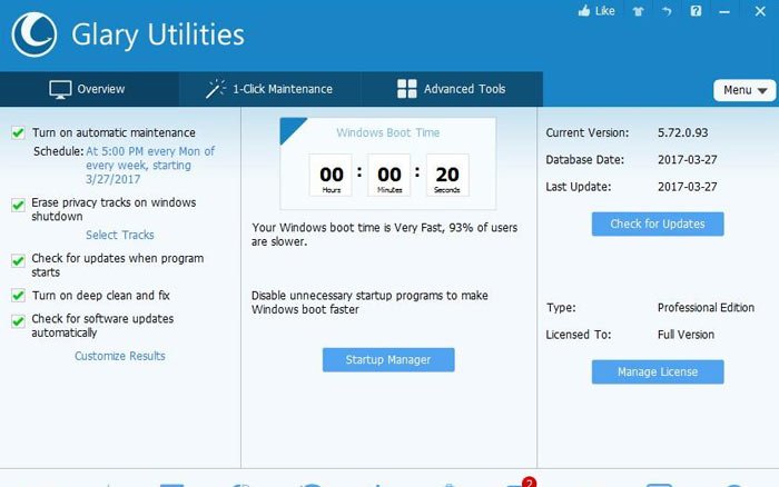 Los mejores programas para limpiar y acelerar Windows 10 40 Glary Utilities Pro 1