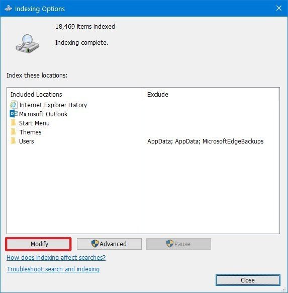 Cómo mejorar el rendimiento de Windows 10 en tu PC o laptop 65 indexing options modify