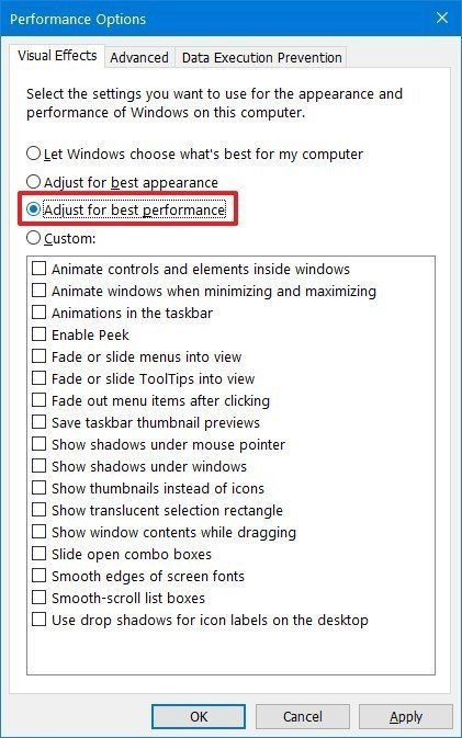 Cómo mejorar el rendimiento de Windows 10 en tu PC o laptop 62 windows 10 performance options