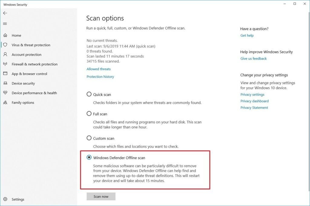 Cómo mejorar el rendimiento de Windows 10 en tu PC o laptop 50 windows defender offline scan