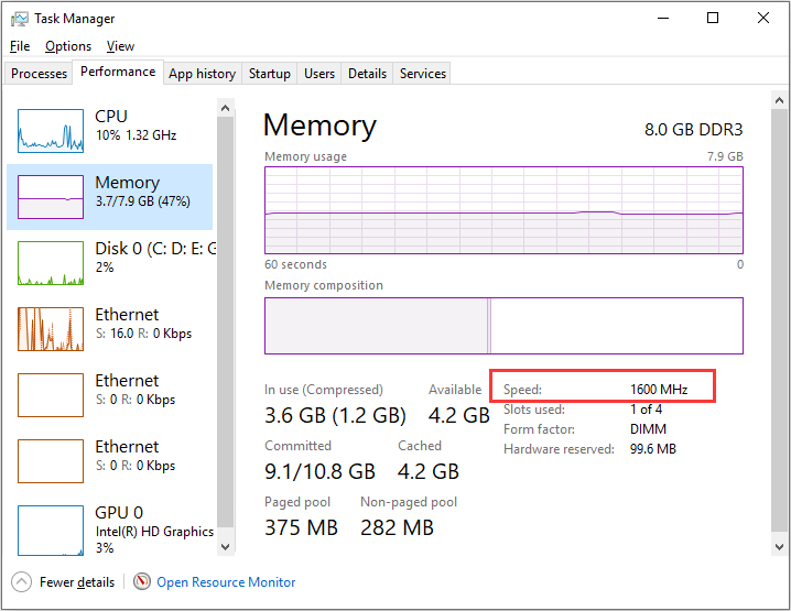 Cómo comprobar la velocidad de la RAM en Windows 10