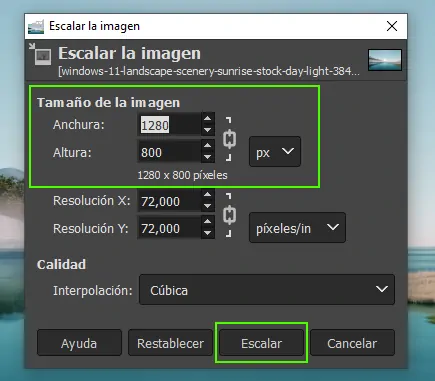 Cómo cambiar el tamaño de una imagen en GIMP