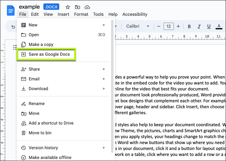 convertir word a google docs