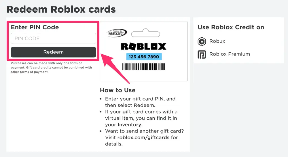 cómo canjear una tarjeta de roblox