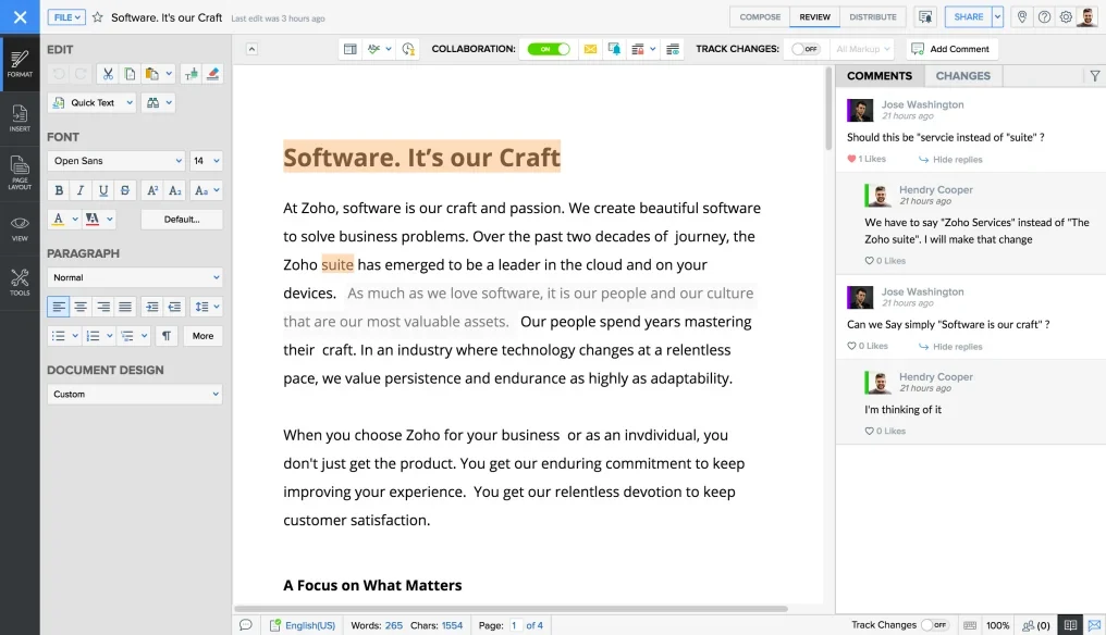 zoho writer