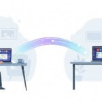 Mejores programas de acceso remoto gratuitos: Persona controlando de forma remota una computadora de oficina desde su hogar mediante un programa de acceso remoto gratuito