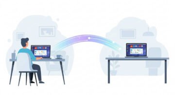 Los 10 mejores programas de acceso remoto gratuitos en 2026 (guía actualizada) 36 Mejores programas de acceso remoto gratuitos: Persona controlando de forma remota una computadora de oficina desde su hogar mediante un programa de acceso remoto gratuito