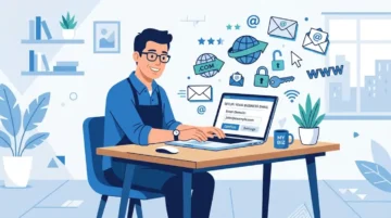 Persona configurando su correo corporativo gratis en laptop