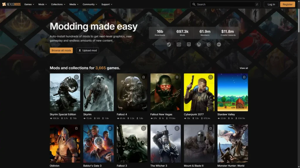 mejores sitios para descargar mods de juegos de PC