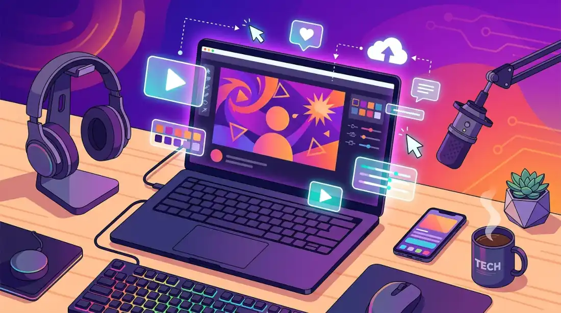 Disenador creando una miniatura de YouTube en 2026