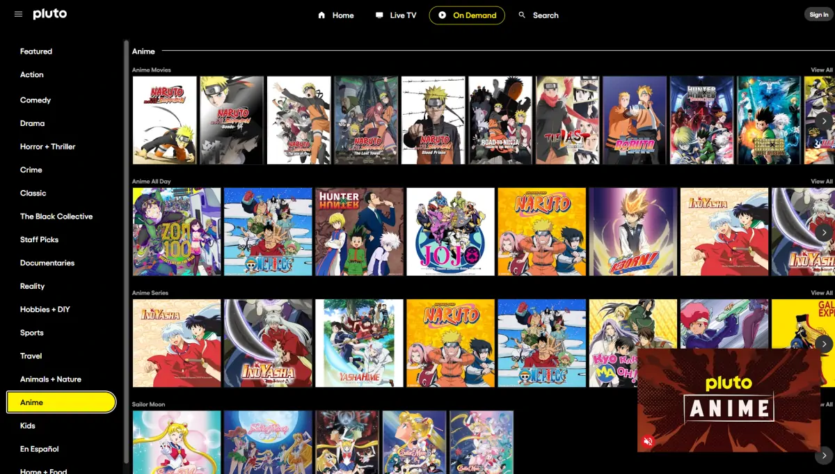 pluto tv anime