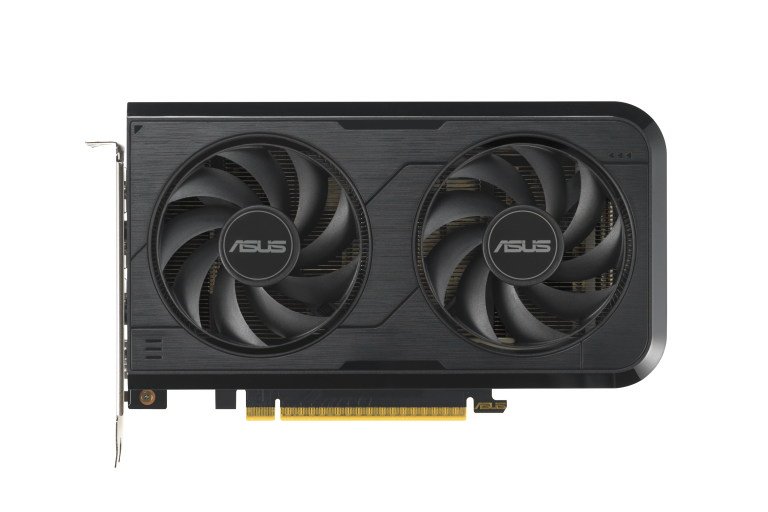[Cómo armar una PC gamer barata para Fortnite: tarjeta gráfica ASUS Dual RTX 5050 con doble ventilador y acabado limpio.]