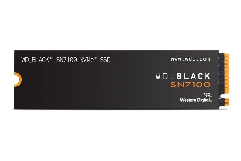 [Imagen sugerida: SSD WD_BLACK SN7100 en formato M.2 2280, con su empaque negro característico y énfasis en velocidades Gen4.]