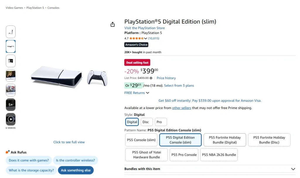 La PS5 Slim cae a 399 dólares en Amazon: la mayor rebaja histórica por Black Friday 34 ps5