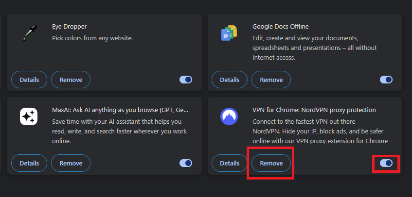 Manage extensions in Chrome