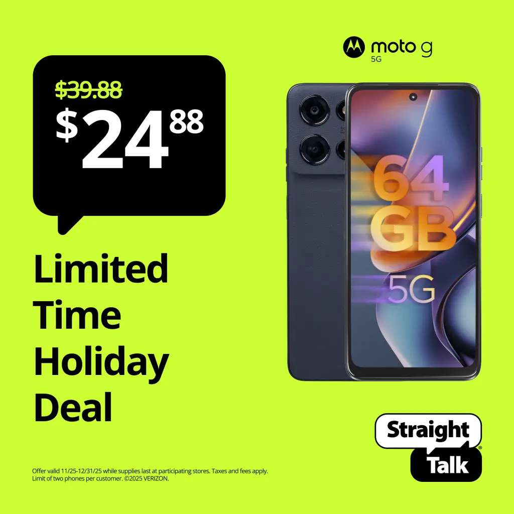 Straight Talk Motorola Moto g 2025 5G 64GB Blue Prepaid Smartphone Locked to Straight Talk