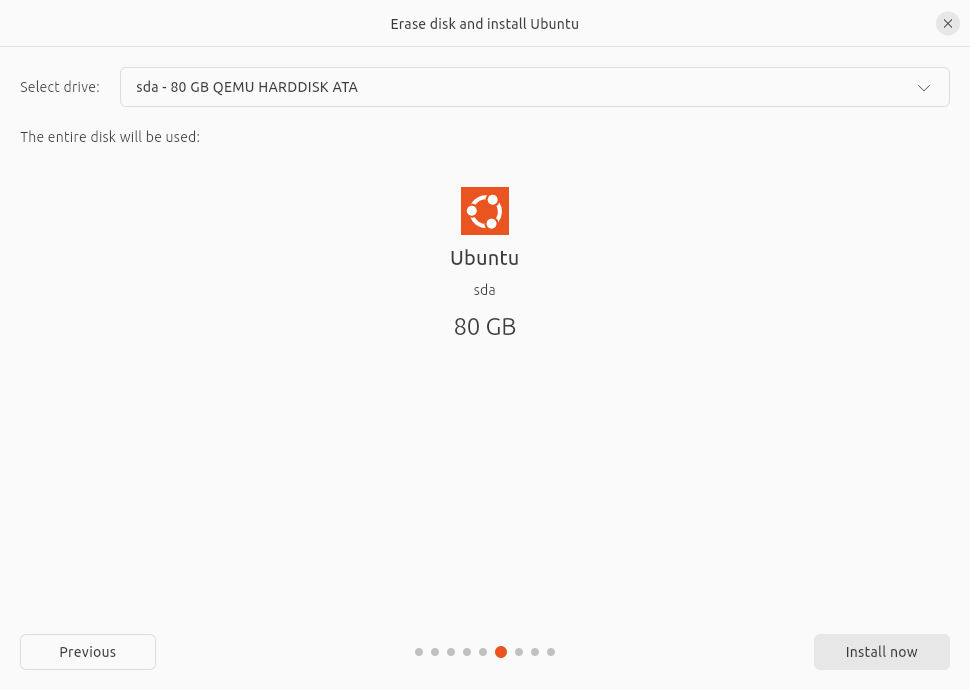 erase disk and install ubuntu