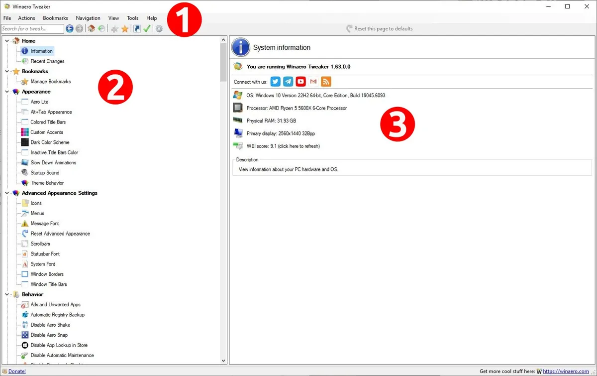 Cómo personalizar Windows 10 y 11 con Winaero Tweaker