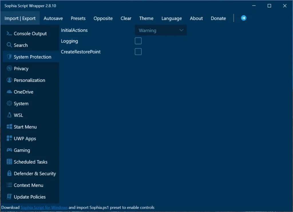 Sophia Script for Windows Wrapper