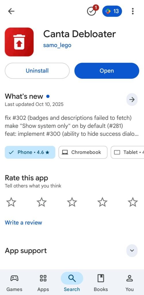 Cómo eliminar el bloatware en Android sin root (debloating paso a paso) 34 canta app on play store