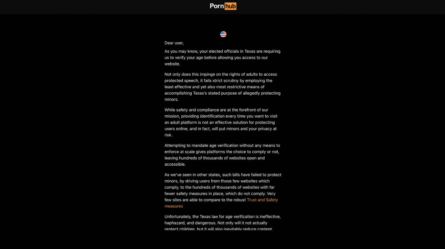 Pornhub Texas Blocked