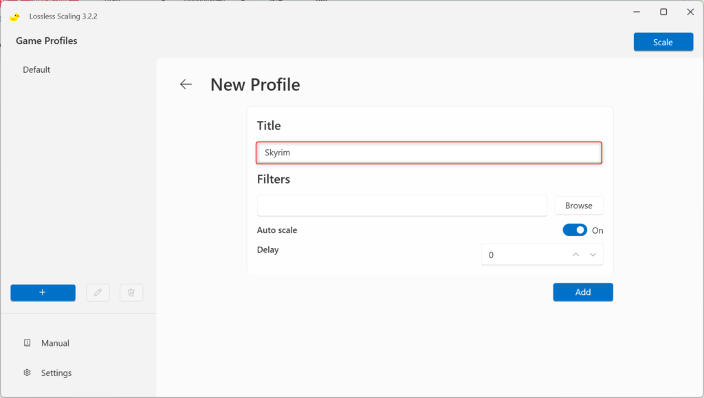 creating a profile named skyrim