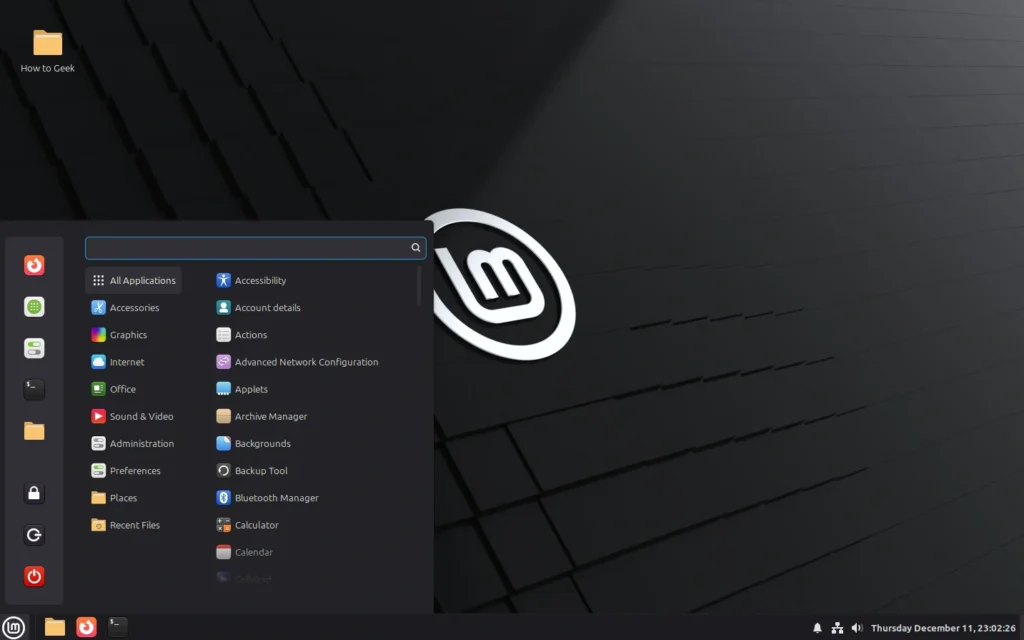 linux mint cinnamon start menu like app launcher