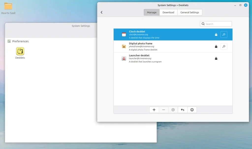 linux mint desklets setting