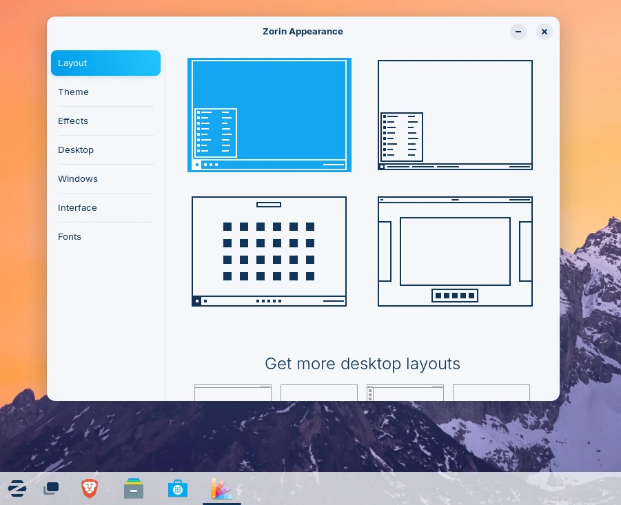 zorin os appearance